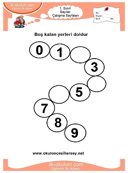 Çocuklar İçin Sayılar Çalışma Sayfaları 